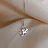 925 Silver Crystal Unicorn Charm Necklace for Women