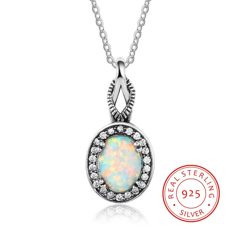 925 Silver Crystal Zircon Pendant Necklace, Birthday Gift for Women