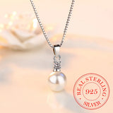 925 Silver Crystal Zircon Pearl Pendant Choker Necklace for Women