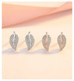 925 Silver Crystal Leaf Earrings Wedding Jewelry