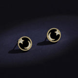 925 Silver Crystal Star Moon Earrings Wedding Jewelry Accessories