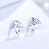 925 Silver Crystal Umbrella Earrings Wedding Jewelry