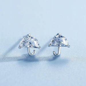 925 Silver Crystal Umbrella Earrings Wedding Jewelry