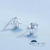 925 Silver Crystal Umbrella Earrings Wedding Jewelry