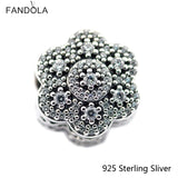 925 Silver Floral Charm Fit for DIY Bracelet Bead Jewelry Making