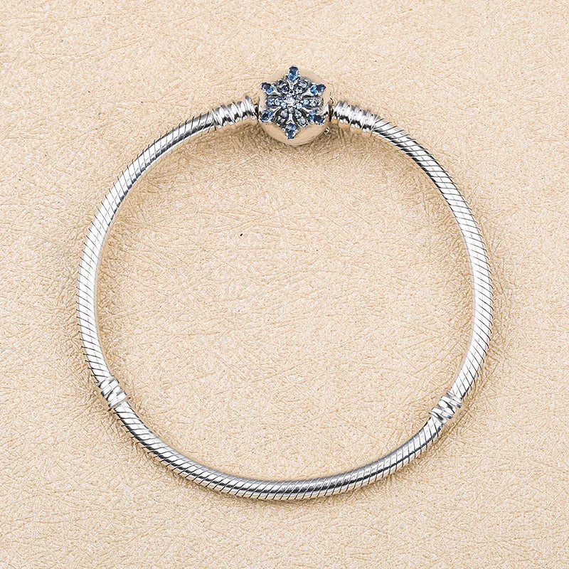 925 Silver Snowflake Snake Chain Bracelet for Women