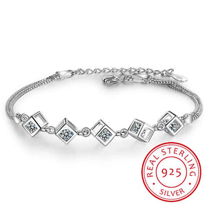 925 Silver Cube Box Bracelet For Women