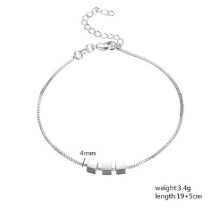 925 Silver Cube Bracelets For Women Box Bracelets & Bangles