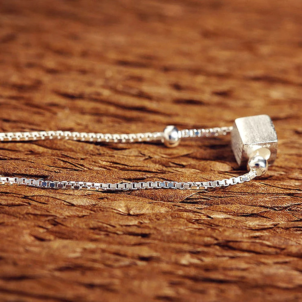 925 Sterling Silver Cube Bohemian Anklets for Women