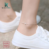 925 Sterling Silver Cube Bohemian Anklets for Women