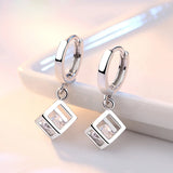 925 Silver Zircon Sugar Drop Earrings Wedding Lady Gift