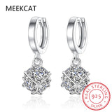 925 Silver Zircon Cube Pendant Earrings Wedding Jewelry