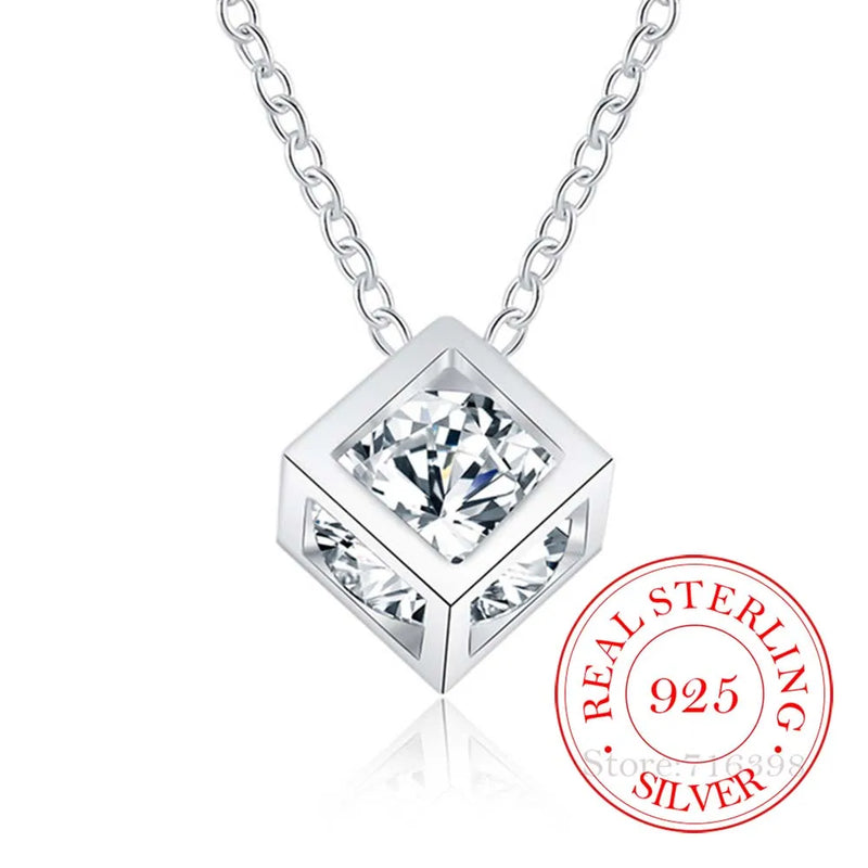 925 Silver Zirconia Crystal Pendant Necklace for Women