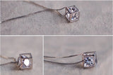 925 Silver Cube Zirconia Pendant Necklace for Women