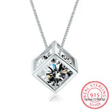 925 Silver CZ Pendant Necklace Women Gift Link Chain choker kolye