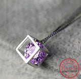 925 Silver CZ Pendant Necklace Women Gift Link Chain choker kolye
