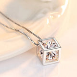 925 Silver CZ Pendant Necklace Women Gift Link Chain choker kolye