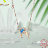 925 Silver CZ Jellyfish Pendant Necklace Rose Plating
