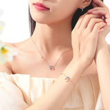 925 Silver CZ Jellyfish Pendant Necklace Rose Plating
