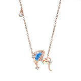 925 Silver CZ Jellyfish Pendant Necklace Rose Plating