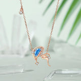 925 Silver CZ Jellyfish Pendant Necklace Rose Plating