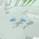 925 Silver CZ Ocean Jellyfish Stud Earrings Rose Plating