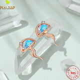 925 Silver CZ Ocean Jellyfish Stud Earrings Rose Plating