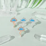 925 Silver CZ Ocean Jellyfish Stud Earrings Rose Plating