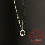 925 Silver CZ Smiling Face Letter Necklace Women Gift