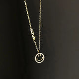 925 Silver CZ Smiling Face Letter Necklace Women Gift