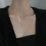 925 Silver CZ Smiling Face Letter Necklace Women Gift