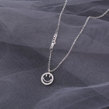 925 Silver CZ Smiling Face Letter Necklace Women Gift