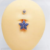 925 Silver Cubic Zircon Dangle Belly Button Ring 14G Navel Piercing