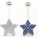 925 Silver Cubic Zircon Dangle Belly Button Ring 14G Navel Piercing