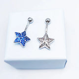 925 Silver Cubic Zircon Dangle Belly Button Ring 14G Navel Piercing