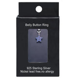 925 Silver Cubic Zircon Dangle Belly Button Ring 14G Navel Piercing