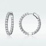 925 Sterling Silver CZ Cuff Huggie Earrings