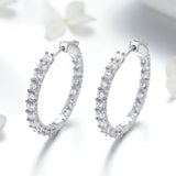 925 Sterling Silver CZ Cuff Huggie Earrings