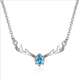 925 Sterling Silver CZ Deer Antlers Necklace Creative Lady Jewelry