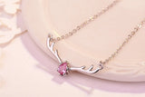 925 Sterling Silver CZ Deer Antlers Necklace Creative Lady Jewelry