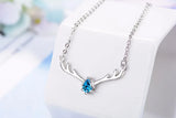 925 Sterling Silver CZ Deer Antlers Necklace Creative Lady Jewelry