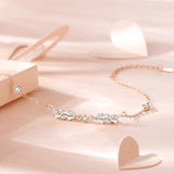 925 Silver CZ Ears Of Wheat Charm Bracelet Rose Plated