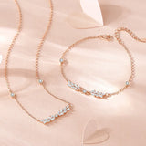 925 Silver Cubic Zirconia Wheat Pendant Necklace Rose Plating