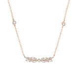 925 Silver Cubic Zirconia Wheat Pendant Necklace Rose Plating