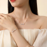 925 Silver Cubic Zirconia Wheat Pendant Necklace Rose Plating