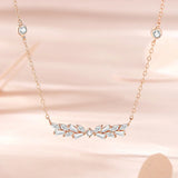925 Silver Cubic Zirconia Wheat Pendant Necklace Rose Plating