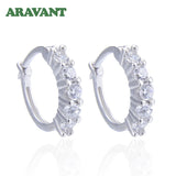 925 Silver CZ Hoop Earrings Women Silver Jewelry