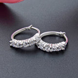 925 Silver CZ Hoop Earrings Women Silver Jewelry