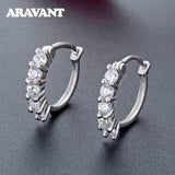 925 Silver CZ Hoop Earrings Women Silver Jewelry