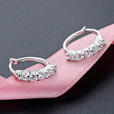 925 Silver CZ Hoop Earrings Women Silver Jewelry